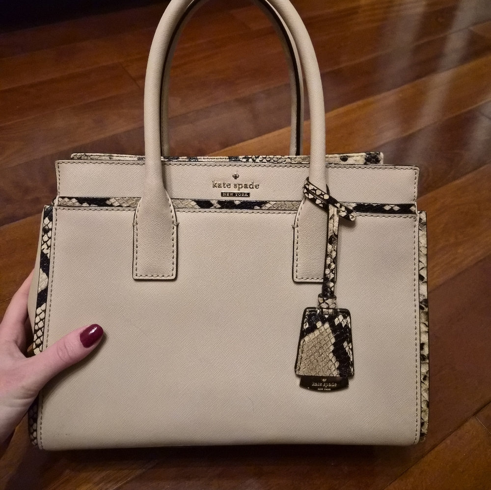 Kate Spade New York Cameron Street Luxe Candace Satchel With Snakeskin Print